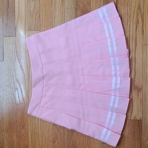 Pink Striped Pleated Mini Skirt